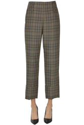Checked print cropped trousers en oferta