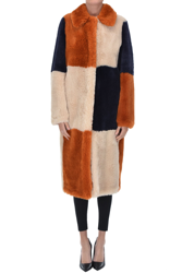 Color block eco-fur coat precio