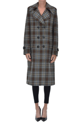 Checked print double-breasted coat características