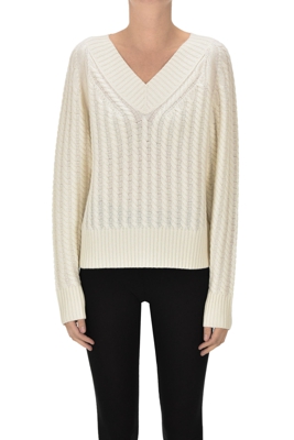 Woven cashmere knit pullover