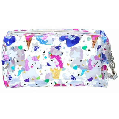 Sacchetti cosmetici da viaggio multifunzionali Sacchetto trasparente per trucco in PVC con motivo a cartone animato