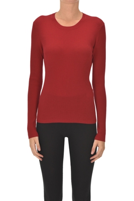 Ribbed wool knit pullover