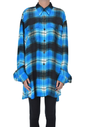 Checked print satin shirt en oferta