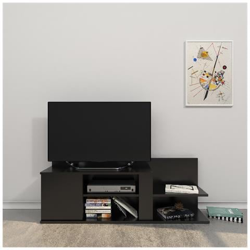 Mobile Porta Tv Marshall - Con Mensole, Ripiani - Da Soggiorno - Nero In Legno, 120 X 30,5 X 42,5 Cm en oferta