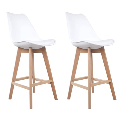 SENJA - Set di 2 Sgabelli da Bar Scandinavi con Cuscini - Bianco