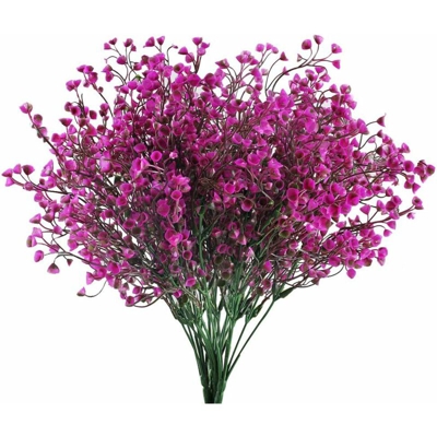 SOEKAVIA 4 pezzi Gypsophila artificiale 7 rami fiori artificiali arbusto artificiale cespuglio fiori finti decorazione viola per la casa e giardino