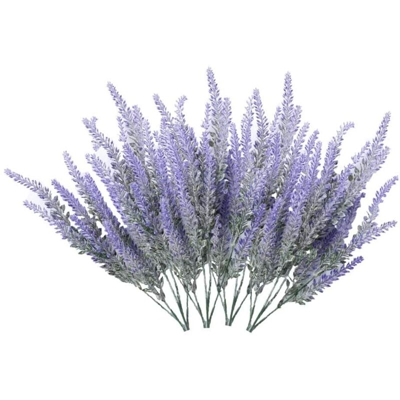 Langray - 4 mazzi di fiori artificiali floccati fiori artificiali pianta di lavanda fiori artificiali decorazione in vaso ?viola)