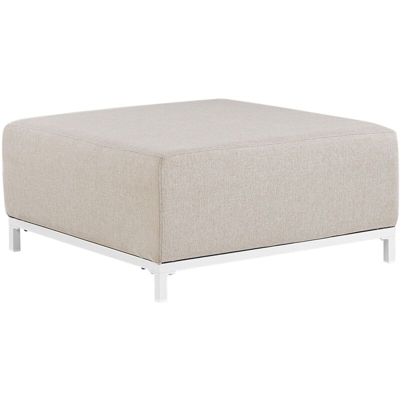Ottomana con rivestimento in tessuto beige e struttura bianca ROVIGO