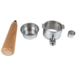 Manico in legno in acciaio inossidabile da 51 mm Portafiltro a tre orecchie Accessorio per macchina da caffe Portafiltro senza fondo Compatibile con en oferta