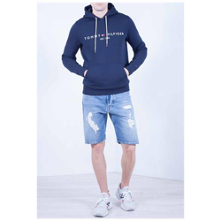 Uomo - Felpa In Cotone Blu Con Cappuccio características