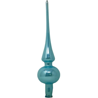Puntale albero di Natale vetro azzurro mare luci 26cm