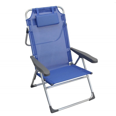 Poltrona "Bibione" sedia a sdraio spiaggina da balcone e veranda con braccioli pieghevole in Acciaio