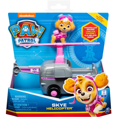 Paw Patrol, Elicottero di Skye con personaggio da collezione, per Bambini dai 3 Anni in Su, Veicolo modello