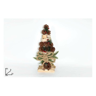 Albero di Natale in Legno Con Corde e Pigne h. 50 ALBERO DI NATALE LEGNO CON CORDE E PIGNE H.50 | PZ