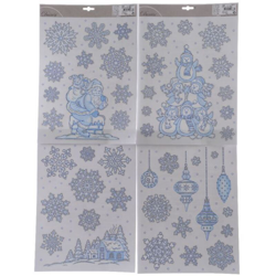 Vetrofania bianche con glitter argento assortite su foglio da 29x41cm 1 pezzo en oferta