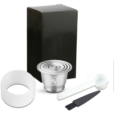 In acciaio inox capsule di caffe compatibili con Nestl¨¦ Nespresso serie vestito +1 +1 cucchiaio, spazzola di riempimento in polvere 1 lap | buco