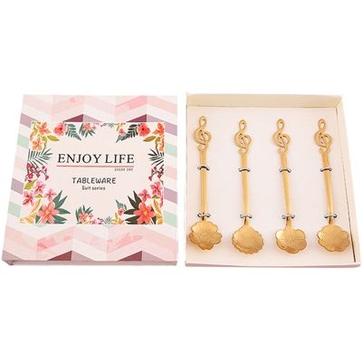 Happyshopping - Set di cucchiaini da te in acciaio inossidabile da 4 pezzi Cucchiai da caffe Cucchiaio da dessert Cucchiaio da zucchero Cucchiaio da