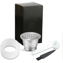 Kit riutilizzabile in acciaio inox e compatibile con Nestl¨¦ Nespresso capsule di caffe cucchiaio serie +1 +1 +1 riempimento polvere pennello cerchio precio
