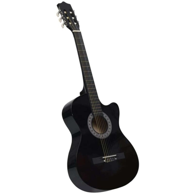vidaXL Chitarra Acustica Cutaway Western con 6 Corde Nera 38' - Nero