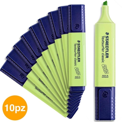 Set 10 Evidenziatori Pennarello Evidenziatore Verde Chiaro 10pz - Staedtler