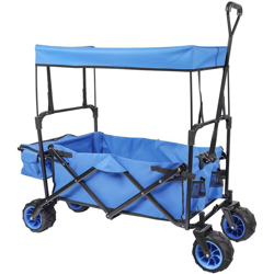 Carrello da trasporto pieghevole con cappottina parasole ampia superfice di carico e tasche a rete en oferta