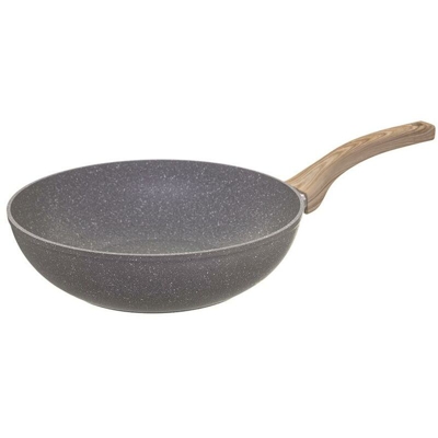 Wok in acciaio forgiato da 28 cm con modello combinato in ceramica antiaderente natura EDM 76547