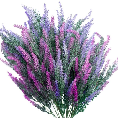 Langray - 6pcs fiori di lavanda artificiali, fiori di lavanda viola artificiali, fiori di lavanda finti pianta di lavanda artificiale, decorazione di