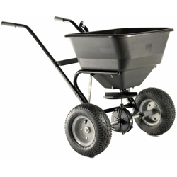 Varan Motors - TC2028 Spargitore concime semi, sabbia o sale, carica fino a 30kg/45l + ruote pneumatiche - Nero en oferta