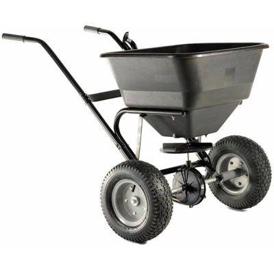 Varan Motors - TC2028 Spargitore concime semi, sabbia o sale, carica fino a 30kg/45l + ruote pneumatiche - Nero