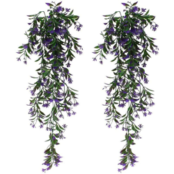 Langray - Piante appese verdi artificiali di 2 pezzi di edera artificiale per feste, matrimoni, cucina, giardino, decorazioni per ufficio viola precio