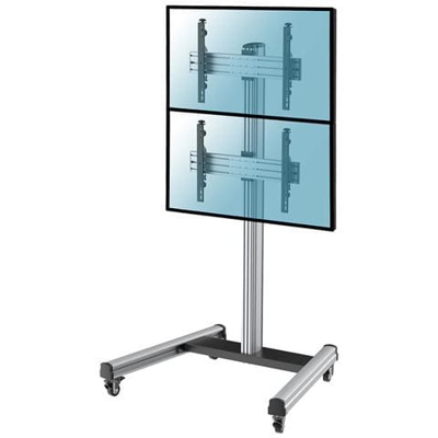 031-1200k2 Supporto Tv Da Pavimento Mobile Con Ruote Per Videowall Doppio Display Da 40'''' A 65'''', Altezza 175 Cm