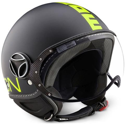 Casco Jet Momodesign Helmet Nero Fr | Giallo Fluo