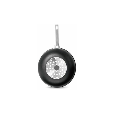 4648/25 - Aire, padella in wok e alluminio pressofuso con manico in metallo, diametro 30 cm, colore: Nero - Valira