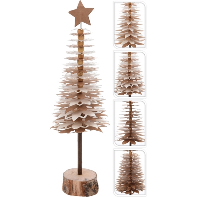 Alberello Di Natale Con Stella 38Cm Naturale Assortito Addobbi Natale Albero