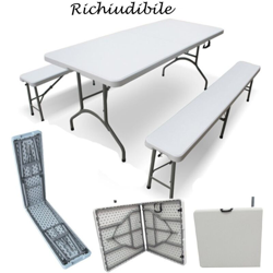 Set Birreria Richiudibile in Resina Tavolo 2 Panche Arredo Esterno Pieghevole en oferta