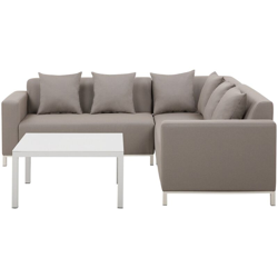 Set divano angolare da giardino beige/talpa BELIZE en oferta