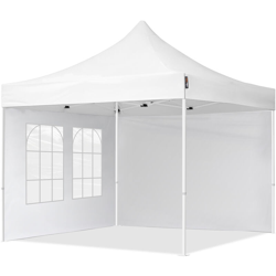Gazebo Pieghevole Giardino 3x3m - 2 laterali (con finestre) Telo PES300 Poliestere 100% Impermeabile Padiglione Mercati Sagre bianco precio