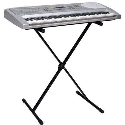 vidaXL Tastiera Elettrica 61 Tasti con Leggio e Supporto Regolabile - Argento