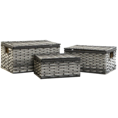 Set di Cestini DKD Home Decor Grigio PVC Metallo (3 pcs)