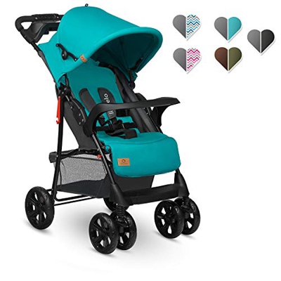 LIONELO Emma Plus passeggino leggero pieghevole da 6 mesi fino 15 kg con posizione sdraiata cinture a 5 punti ammortizzatori con vassoio portabibite b
