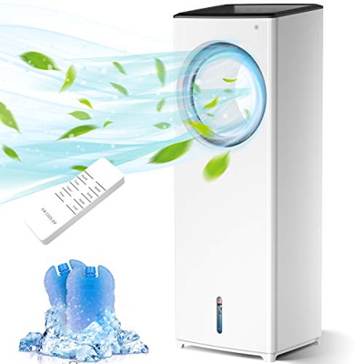 Raffreddatore d'aria, 110W Ventilatore del Condizionatore 4-IN-1 Evaporativo Ventilatore Torre Raffreddamento Senza Lama 40° Oscillazione 8H Timer con