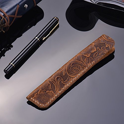Entweg astuccio a mano,Custodia vintage per penna stilografica a forma di penna stilografica in pelle per penna singola penna a sfera 6,3 * 1,2