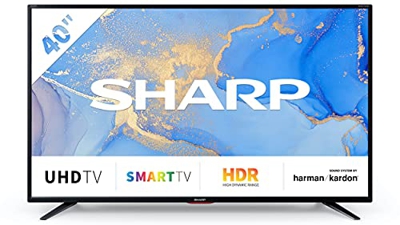 Sharp Aquos 40BJ6E - 40" Smart TV 4K Ultra HD, HDR Slim, Wi-Fi, DVB-T2/S2, 3840 x 2160 Pixels, Nero, suono Harman Kardon, 3xHDMI 2xUSB, 2021 [Classe d