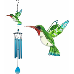 Campanello a vento con colibrì da 30 pollici per interni/esterni - Campanello a vento musicale in metallo fatto a mano con 4 tubi in alluminio blu características