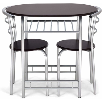 Set di Tavolo e 2 Sedie, Tavolo da Bistro Elegante, Tavolo da Bistro Salvaspazio,Nero, 80 x 53 x 74 cm/74 x 35 x 35 cm