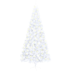 vidaXL Albero Natale a Metà con Luci LED e Supporto Bianco 240 cm PVC características