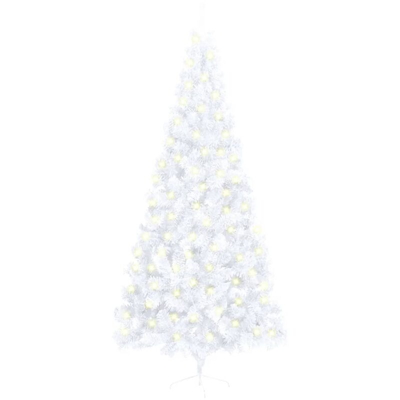 vidaXL Albero Natale a Metà con Luci LED e Supporto Bianco 240 cm PVC