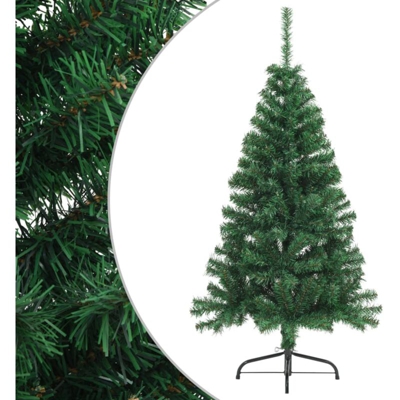 vidaXL Albero di Natale Artificiale a Metà Supporto Verde 120 cm PVC