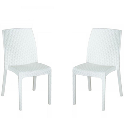 Sedia VIRGINIA in simil rattan set 2 pezzi BIANCO