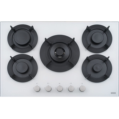 Franke FHMF 755 4G DC C WH Piano Cottura a gas 5 Fuochi 75 cm Cristallo Bianco Griglie in ghisa 106.0541.753